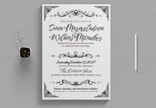 Vintage Wedding Invitation Card