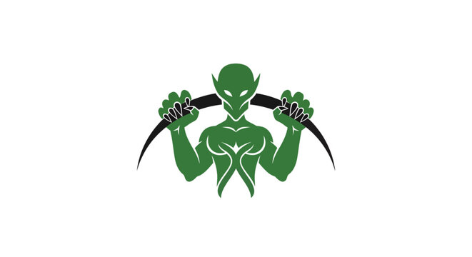 Green Alien Creature with Sharp Claws and Fierce Expression.