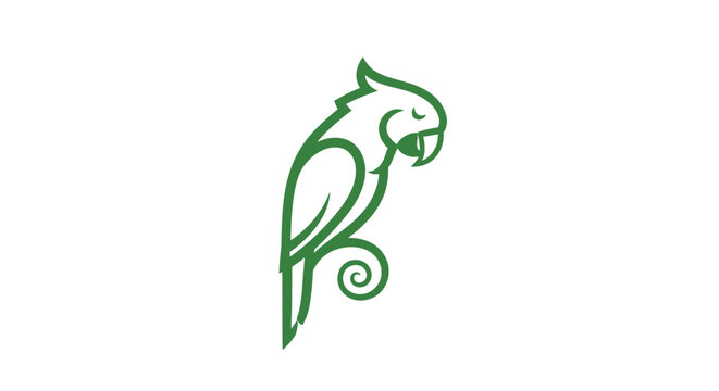 Elegant green parrot silhouette illustration design.