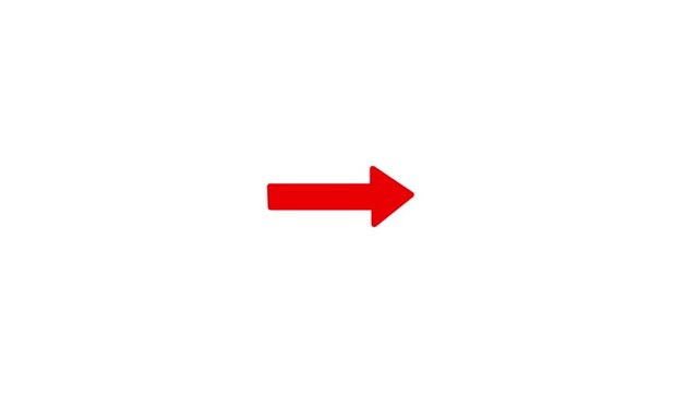 arrow bouncing slide to right. arrow pointing rightwards. Animated arrow icon pointing right.4k animation with alpha channel. 3d right arrow icon up animation