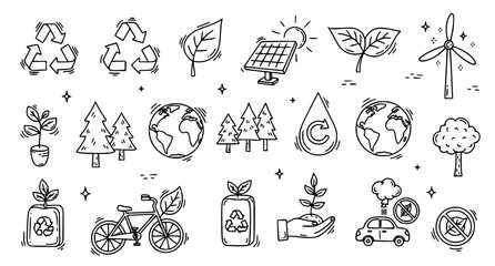 Fototapeta premium Environmental sustainability icons set