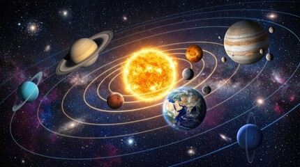 Solar System Planets Illustration for Educational Presentations and Backgrounds © mountspace