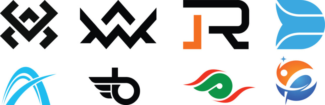 Collection of professional corporate logos with diverse geometric and abstract design elements business corporate abstract branding identity collection

