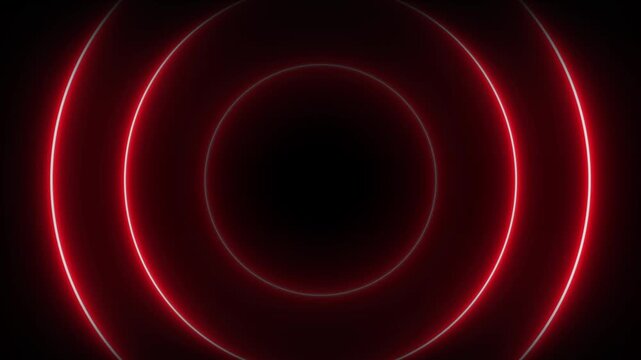 Abstract neon circle radio waves looping background. Searching process in futuristic interface.Radar signal concept.