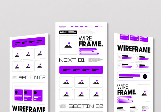 Wireframe Landing Page Template  Modern UI UX Design