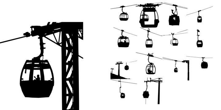 Cable Car Suspended Cabin Silhouette