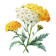Achillea, watercolor illustration vector, isolated on a white background. © F-ART