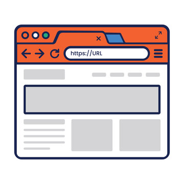Web Browser Interface with Website UI Wireframe Layout