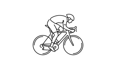 Fototapeta premium sports one line icon design editable Cyclist riding a road bike in aerodynamic racing position isolated on transparent background, Vector