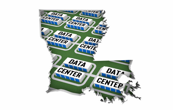 Louisiana LA Map Data Centers Building Development State Law Ban Regulation 3d Illustration