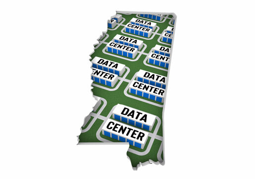 Mississippi MS Map Data Centers Building Development State Law Ban Regulation 3d Illustration