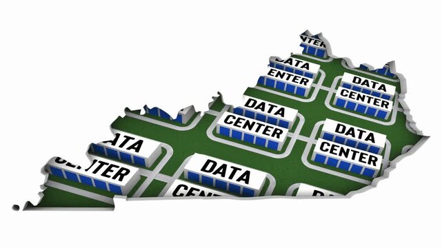 Kentucky KY Map Data Centers Building Development State Law Ban Regulation 3d Animation