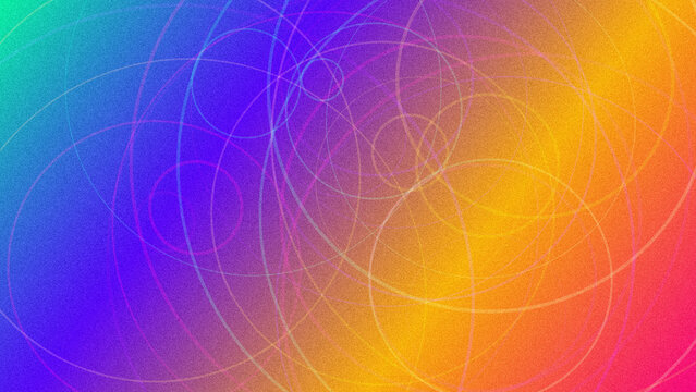 Abstract colorful gradient background with thin white overlapping circular lines