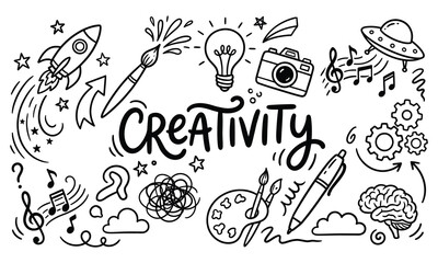 Fototapeta premium Hand Drawn Creative Concept Doodle Graphic Set