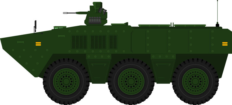 6x6 Wheeled Armored Personnel Carrier with machine gun on top