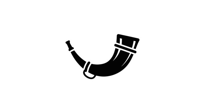Black shofar ram horn icon isolated on white background