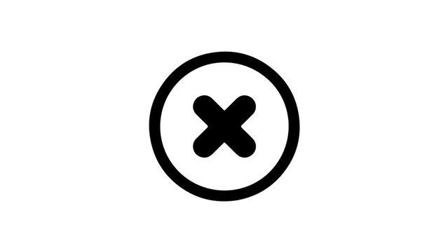 Minimalist close cross icon vector illustration with simple black lines design isolated on white background