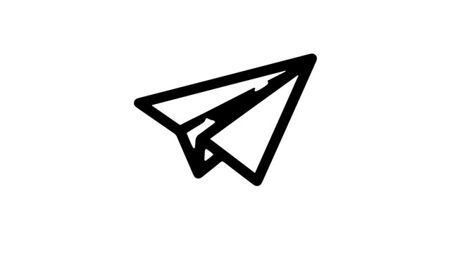 Minimalist paper plane send icon vector illustration with simple black lines design isolated on white background