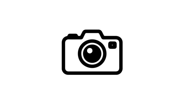 Minimalist camera icon vector illustration with simple black lines design isolated on white background