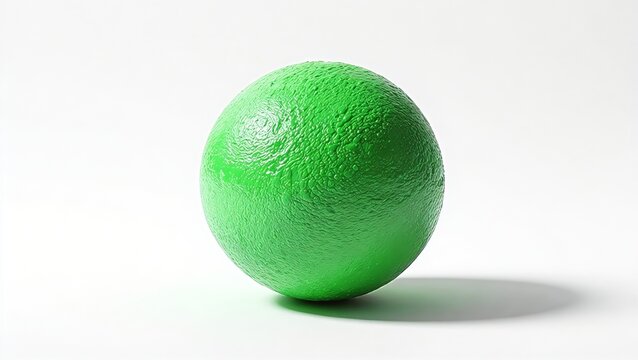 Bright Green Spherical Model with Textured Relief Surface on White Background