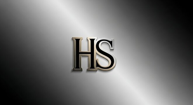 Metallic Hs Letter Monogram Displayed on Gray Gradient Background