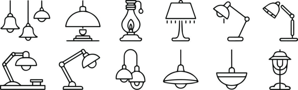 lamp minimalist line art set featuring adjustable arm and shade
