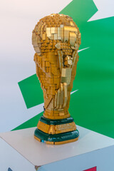 Fototapeta premium Brussels, Belgium - June 13, 2026: LEGO FIFA World Cup Official Trophy.