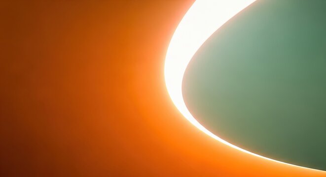 Solar eclipse with orange and green gradient background