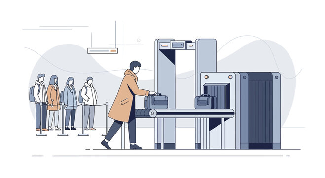 Airport Security Check: Passengers and Baggage Scanner