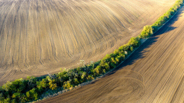 The biostripes in rolling, picturesque landscape of Moravian Tuscany, Czechia
