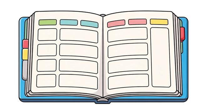 Open Blank Notebook with Colorful Tabs.