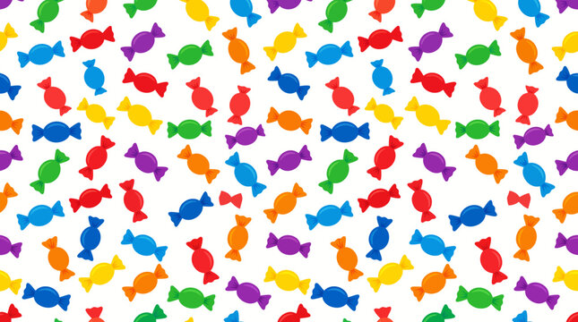Colorful wrapped hard candy seamless pattern