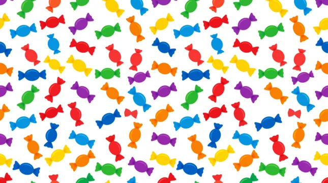 Colorful wrapped hard candy seamless pattern