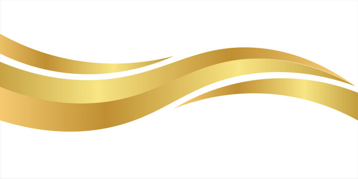 Flowing gold waves and bars with gold gradient for fancy border or footer on certificate, banner
