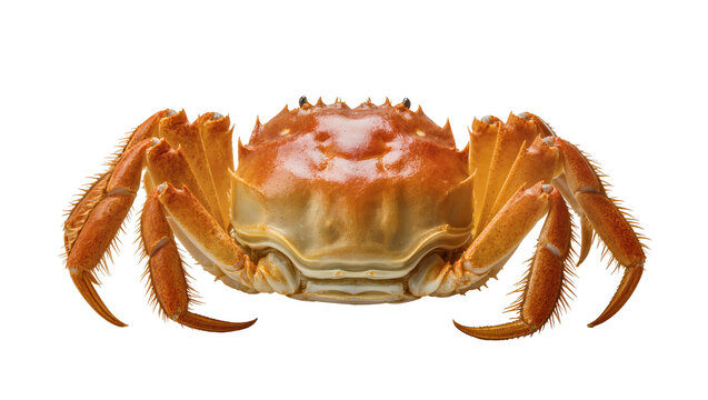 Orange hairy crab with spiky legs, isolated on transparent background
