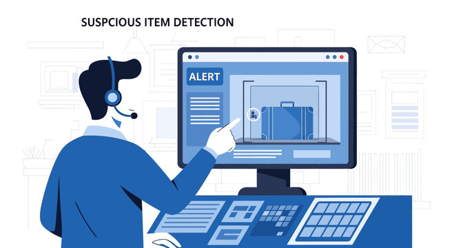 Suspicious Item Detection Security Monitor - Airport Surveillance Operator