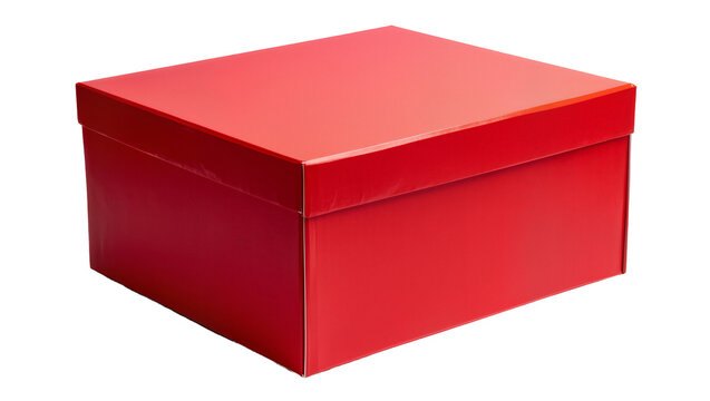 Red rectangular cardboard gift box with lid