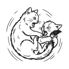 Obraz premium Two playful kittens fighting and wrestling in a circular motion