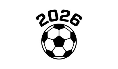 Obraz premium Monochrome 2026 soccer ball graphic editable vector illustration