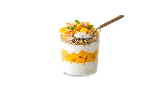Yogurt parfait isolated on PNG background.