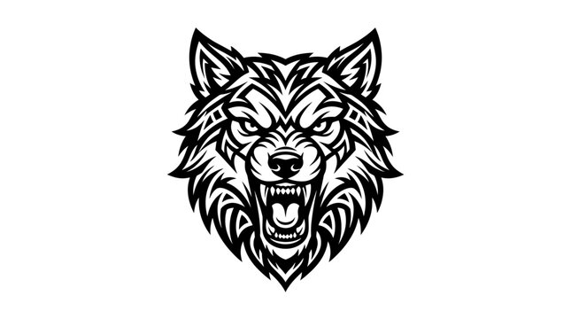 Furious Wolf Head Illustration.