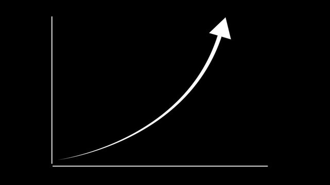 Financial data and diagrams showing a steady increase in profits. Growth And Success Arrow. arrow rising transparent channel.4k video.