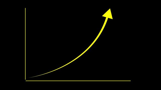 Financial data and diagrams showing a steady increase in profits. Growth And Success Arrow. arrow rising transparent channel.4k video.