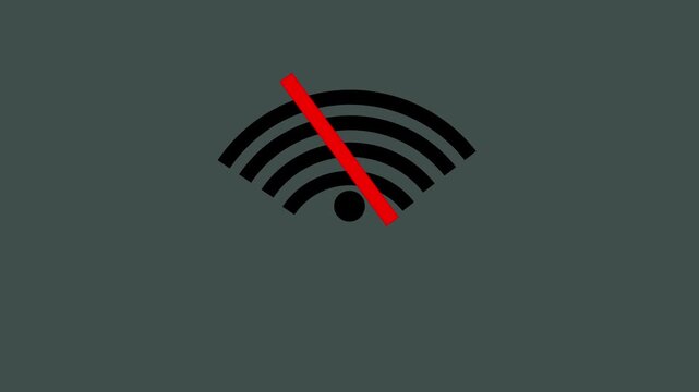 symbol logo black loop Connection Not Available Animated Icon Sign. 4K animation video....