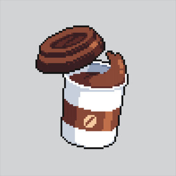 Pixel art illustration Coffee Cup. Pixelated Coffee Beverage. Coffee Cup Beverage Icon pixelated for the pixel art game and icon for website and video game. old school retro.