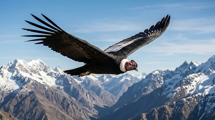 Fototapeta premium Powerful eagle soaring over snow covered mountains illustration