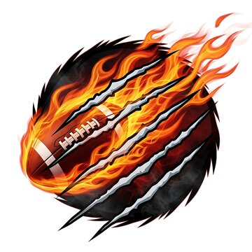 Dynamic Football with Flames and Claw Marks Illustration.