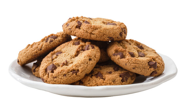 Pile of Chocolate Chip Cookies on White Plate