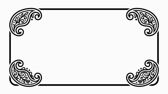 Black and white paisley ornate decorative frame border.