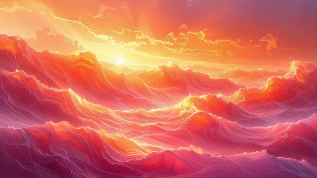 Glowing orange rose colorfield with soft radiant waves moving slowly through warm abstract light